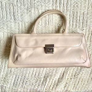 Y2K Preston & York Cream Leather Baguette Bag